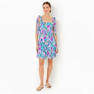 NWT Lilly Pulitzer Kailua Smocked Dress Mandevilla Baby Paradise Petals SZ S